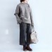 autumn warm stylish cotton knitted pullover  back side open oversize cozy o neck sweater