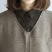 2021 new khaki grid knit tops fine casual long sleeve pullover false two pieces