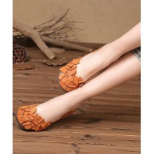 Brown Flat Feet Shoes Splicing Flats