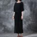 New pure linen tops plus size Lacing Knitting Dress Black Two Pieces With Suspenders