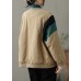 Modern Khaki O-Neck Pockets Patchwork Fine Cotton Filled Jacket Spring