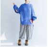 blue stylish casual cotton knit tops oversize autumn 2021 warm sweater