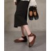 Chic Chocolate Buckle Strap Ballet Flats Shoes Cowhide Leather