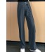 Women Solid Business Zipper Fly High Waist Wide Leg Pants With Buckle