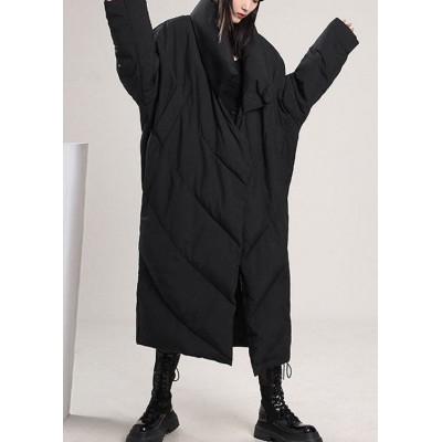 French Black Pockets Loose Duck Down down coat Winter