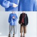 blue stylish casual cotton knit tops oversize autumn 2021 warm sweater