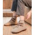 Elegant Buckle Strap Ankle Boots Khaki Comfy Cotton Fabric