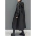 Women Black Hooded Pockets Fine Cotton Filled Witner Coat Winter